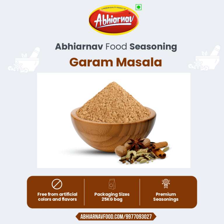 "Premium Garam Masala Seasoning by Abhiarnav Food - Bulk 25kg Packaging, Free from Artificial Colors & Flavors, Ideal for B2B and Food Manufacturers"