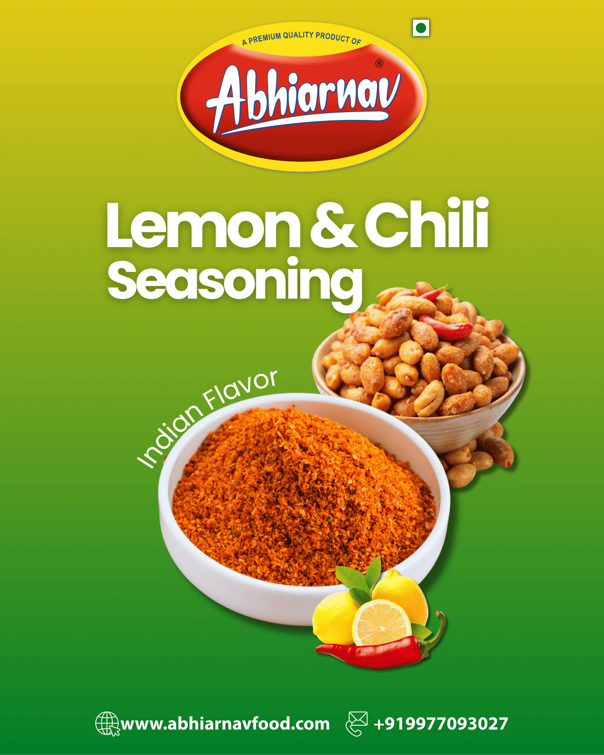 Abhiarnav Lemon Chili Seasoning - Premium Indian Flavor Spice Blend for Snacks and Namkeen by Leading Seasoning Manufacturer Indore